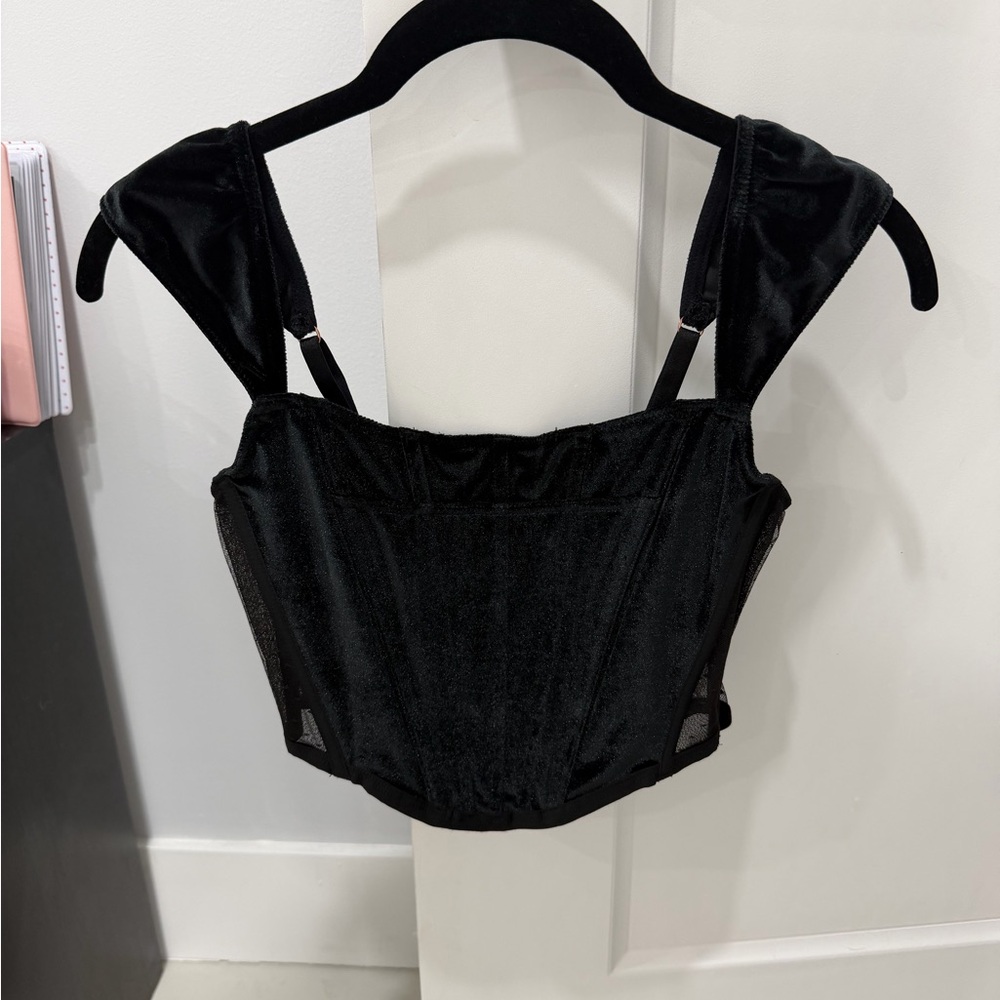 Victoria's Secret Black Velvet Crop Top
